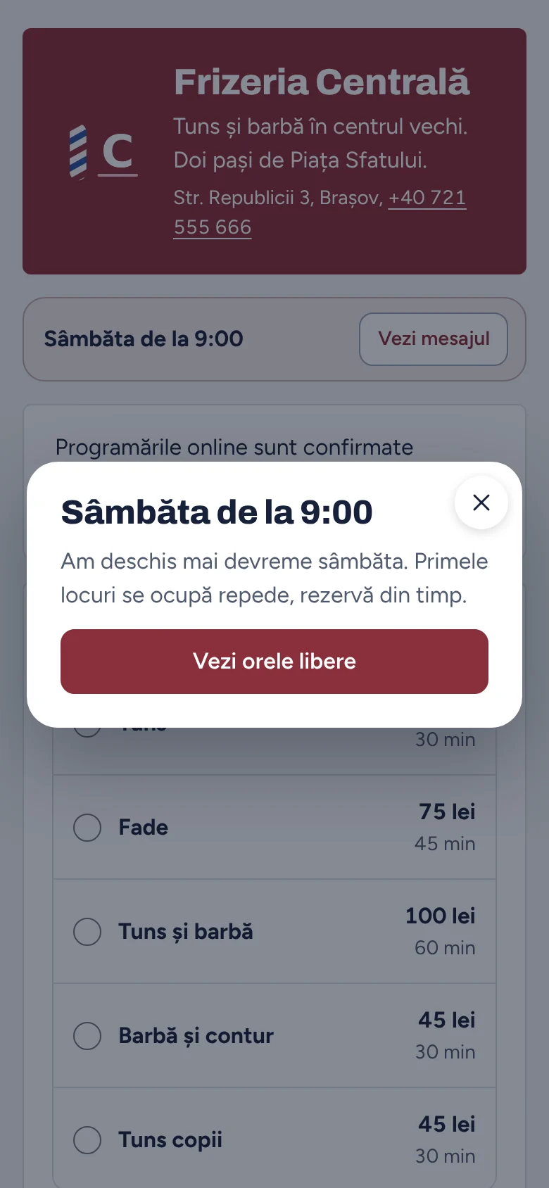 Mesajul de întâmpinare pe telefon